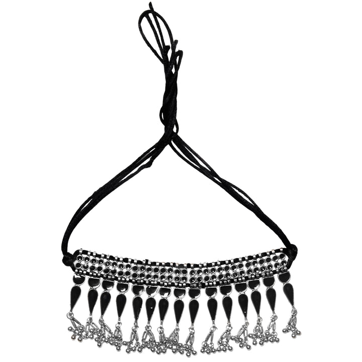 Teejh Adhira Black Silver Oxidised  Choker Necklace