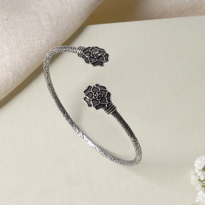 Teejh Sanyata Silver Oxidised Floral Bracelet