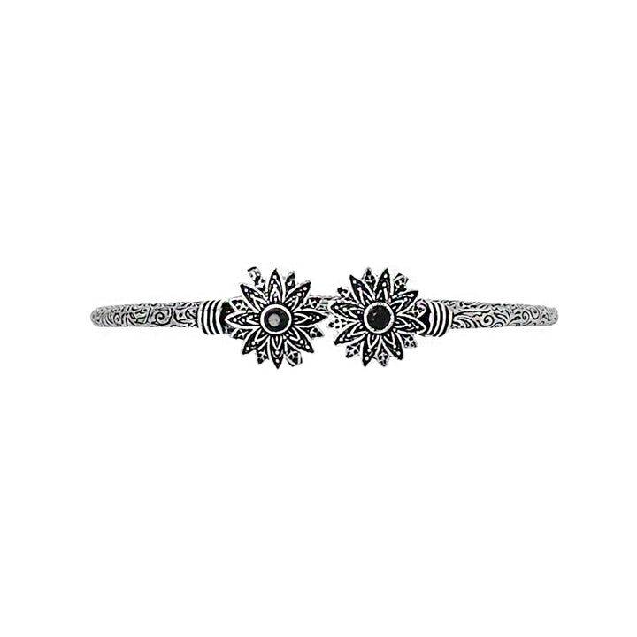 Teejh Manju Silver Oxidised Floral Bracelet
