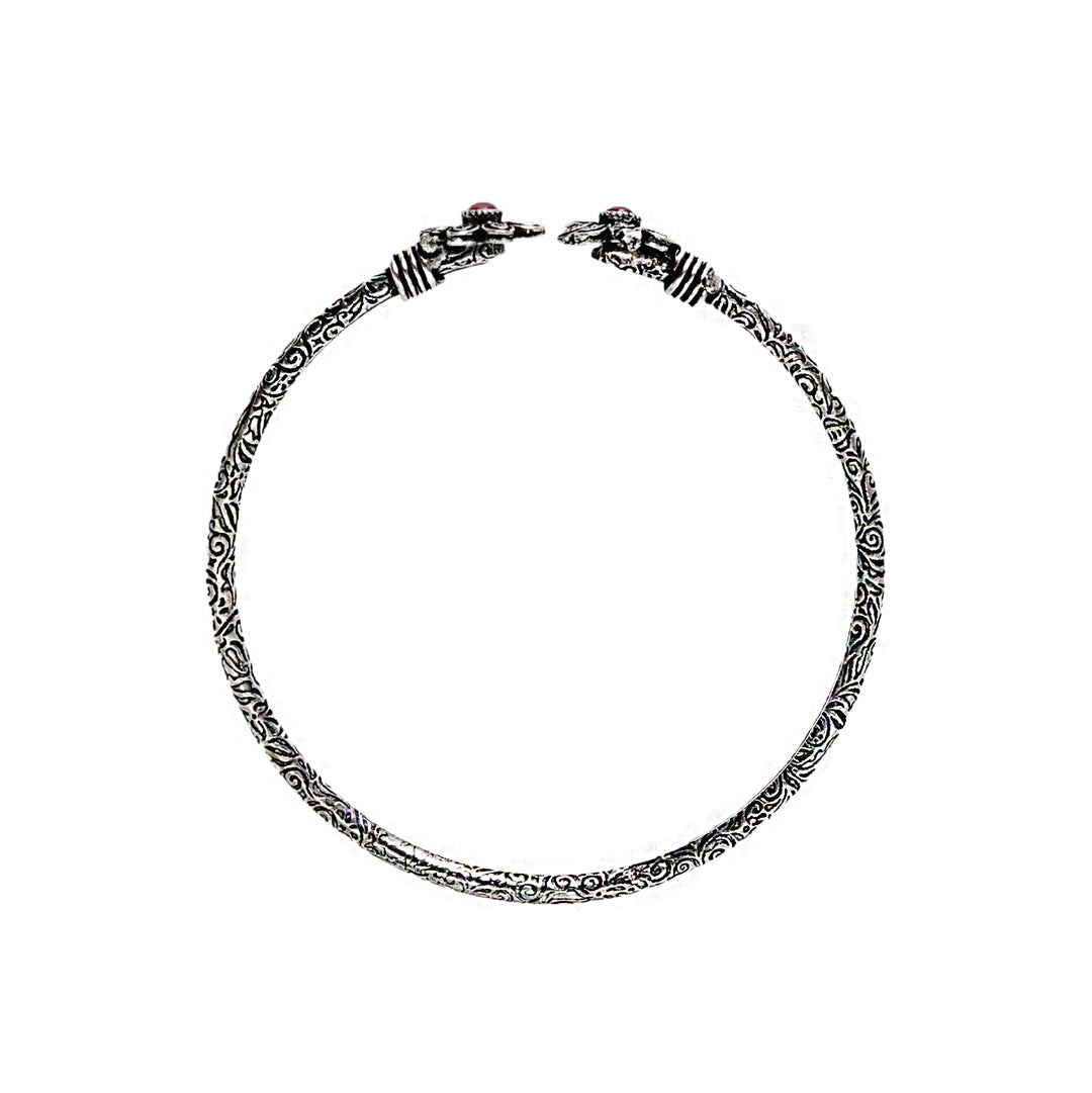 Teejh Saroj Silver Oxidised Floral Bracelet