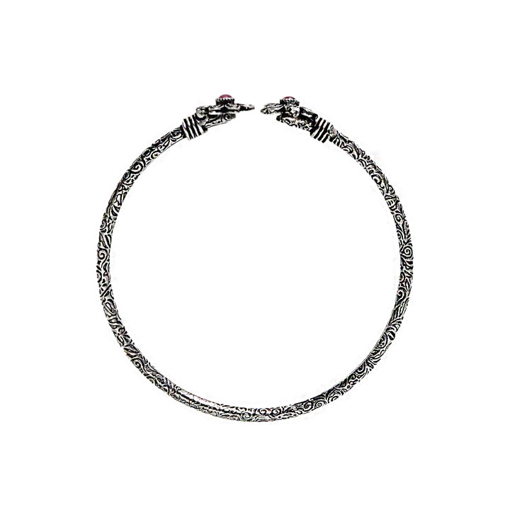 Teejh Saroj Silver Oxidised Floral Bracelet