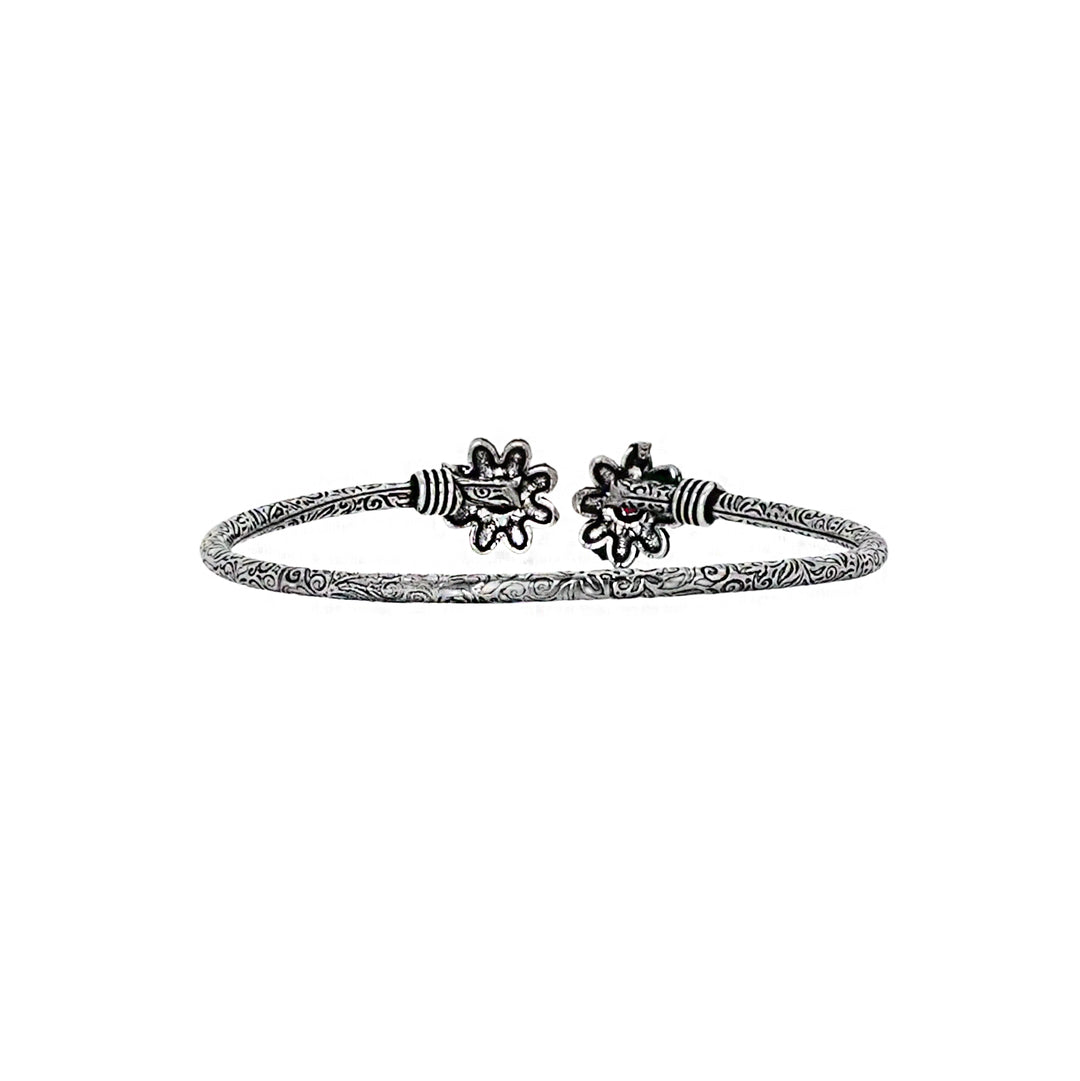Teejh Saroj Silver Oxidised Floral Bracelet