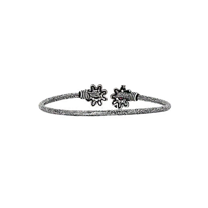 Teejh Shambhavi Silver Oxidised Floral Bracelet