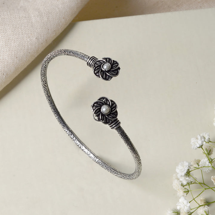 Teejh Sarita Silver Oxidised Floral Bracelet