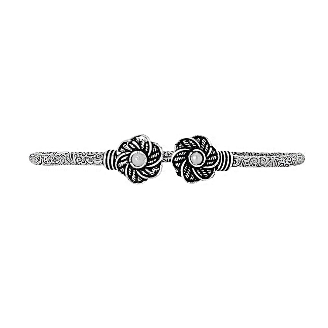 Teejh Sarita Silver Oxidised Floral Bracelet