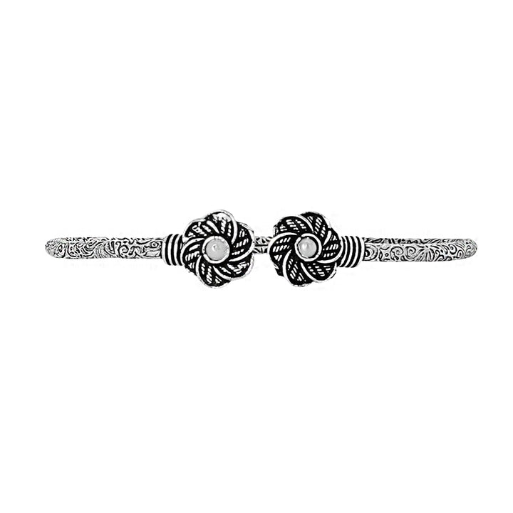 Teejh Sarita Silver Oxidised Floral Bracelet
