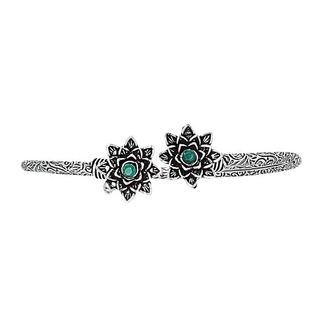 Teejh Sunita Silver Oxidised Floral Bracelet