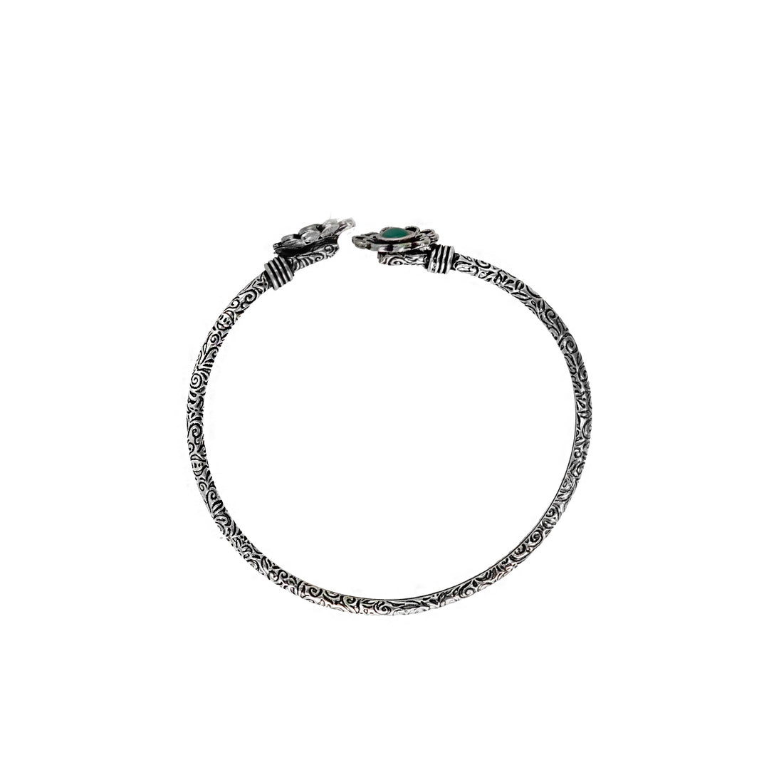 Teejh Chanralatha Silver Oxidised Floral Bracelet