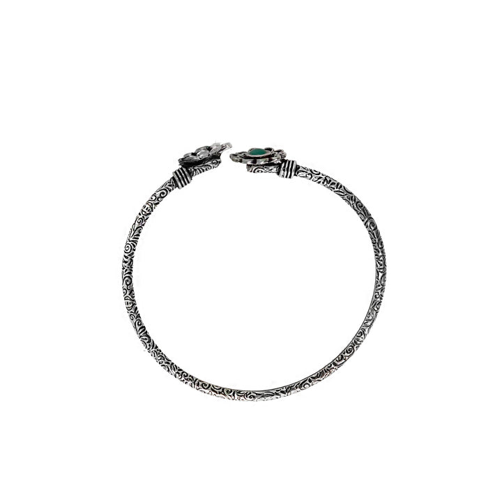 Teejh Chanralatha Silver Oxidised Floral Bracelet