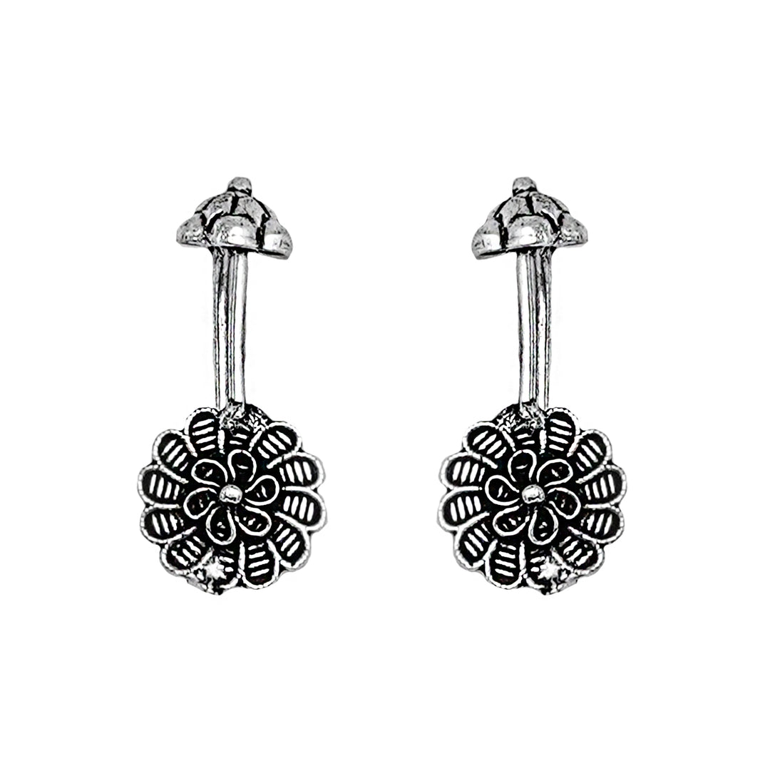 Teejh Dhruv Silver Oxidised Clip On Bugadi
