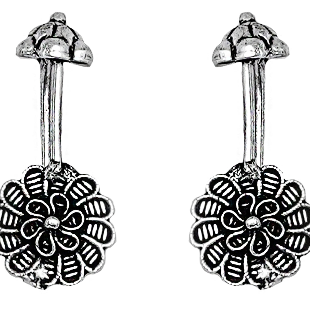 Teejh Dhruv Silver Oxidised Clip On Bugadi