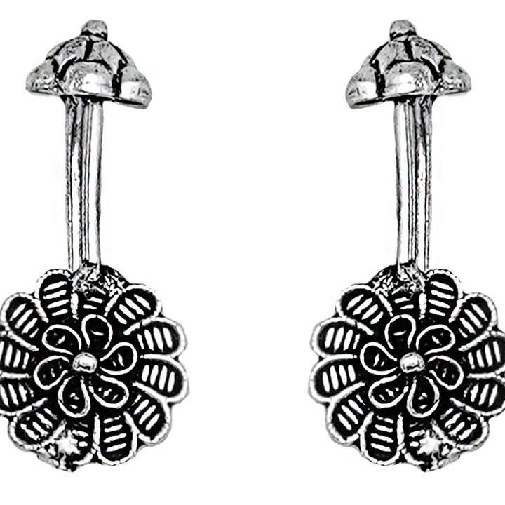 Teejh Dhruv Silver Oxidised Clip On Bugadi