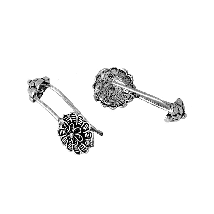 Teejh Dhruv Silver Oxidised Clip On Bugadi
