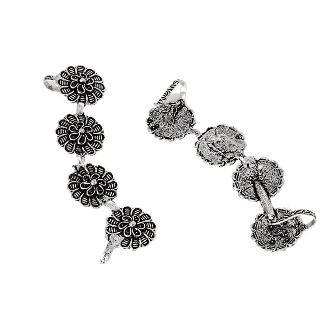 Teejh Rashtri Silver Oxidised Earcuffs