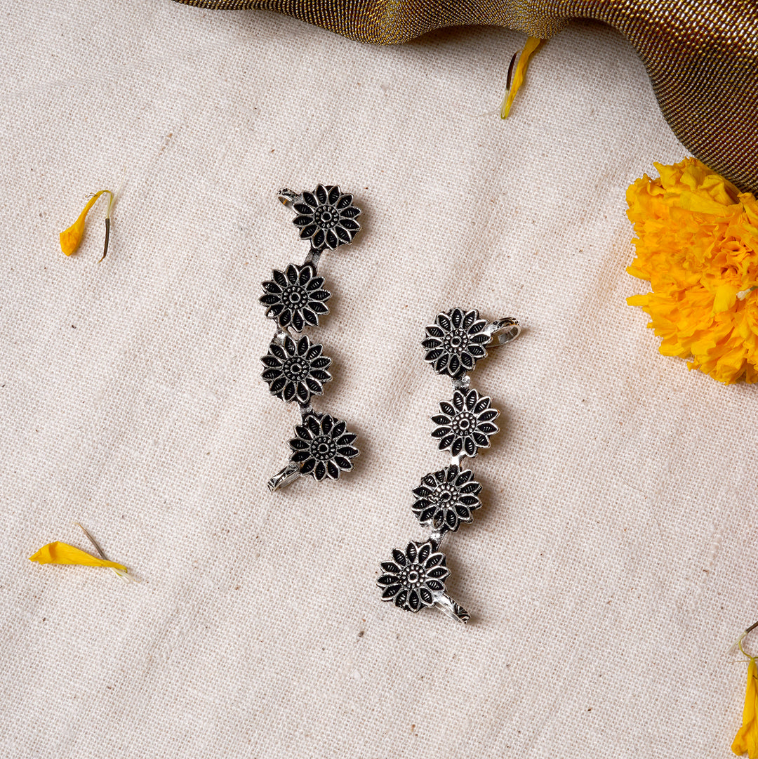 Teejh Darani Silver Oxidised Earcuffs