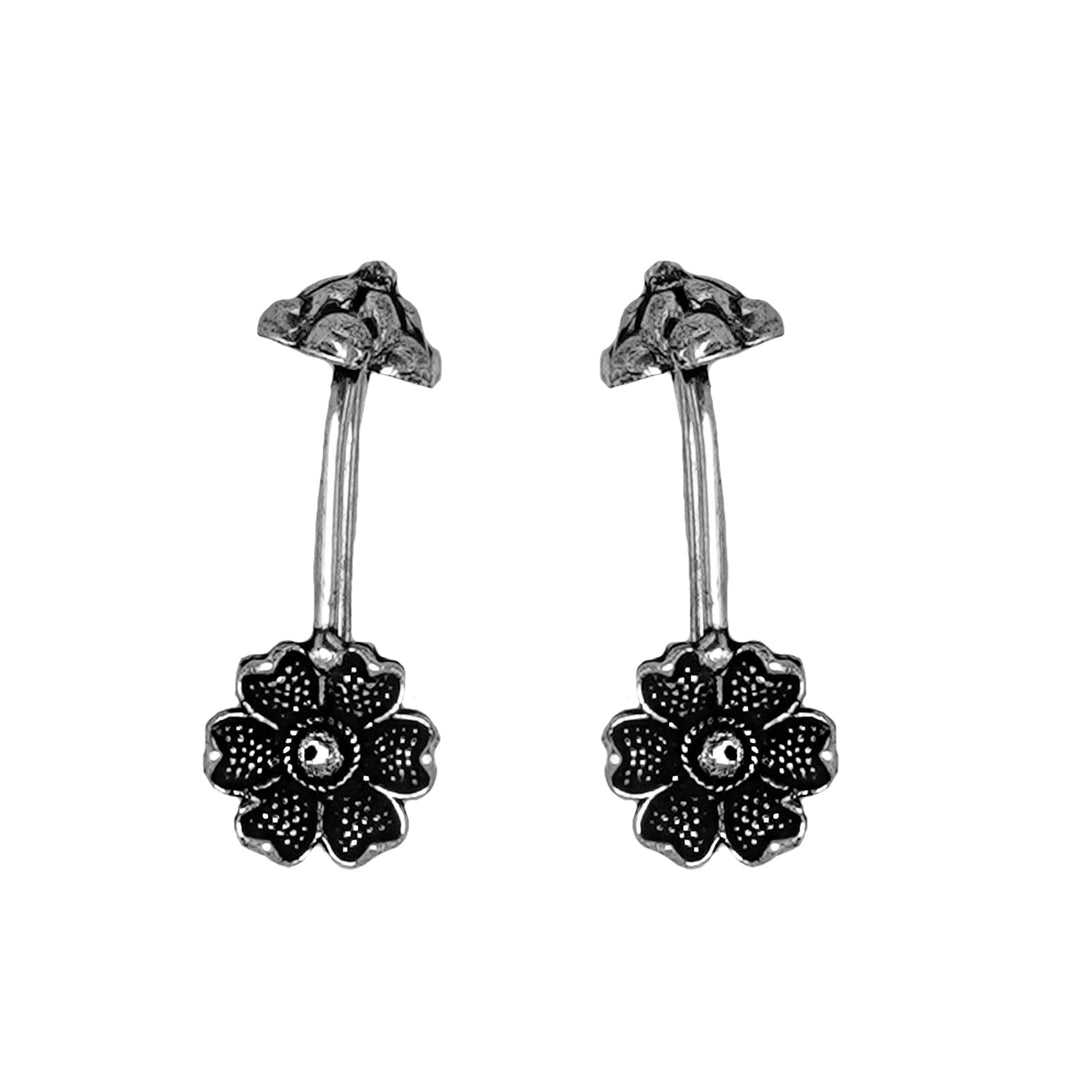 Teejh Januja Silver Oxidised Clip On Bugadi