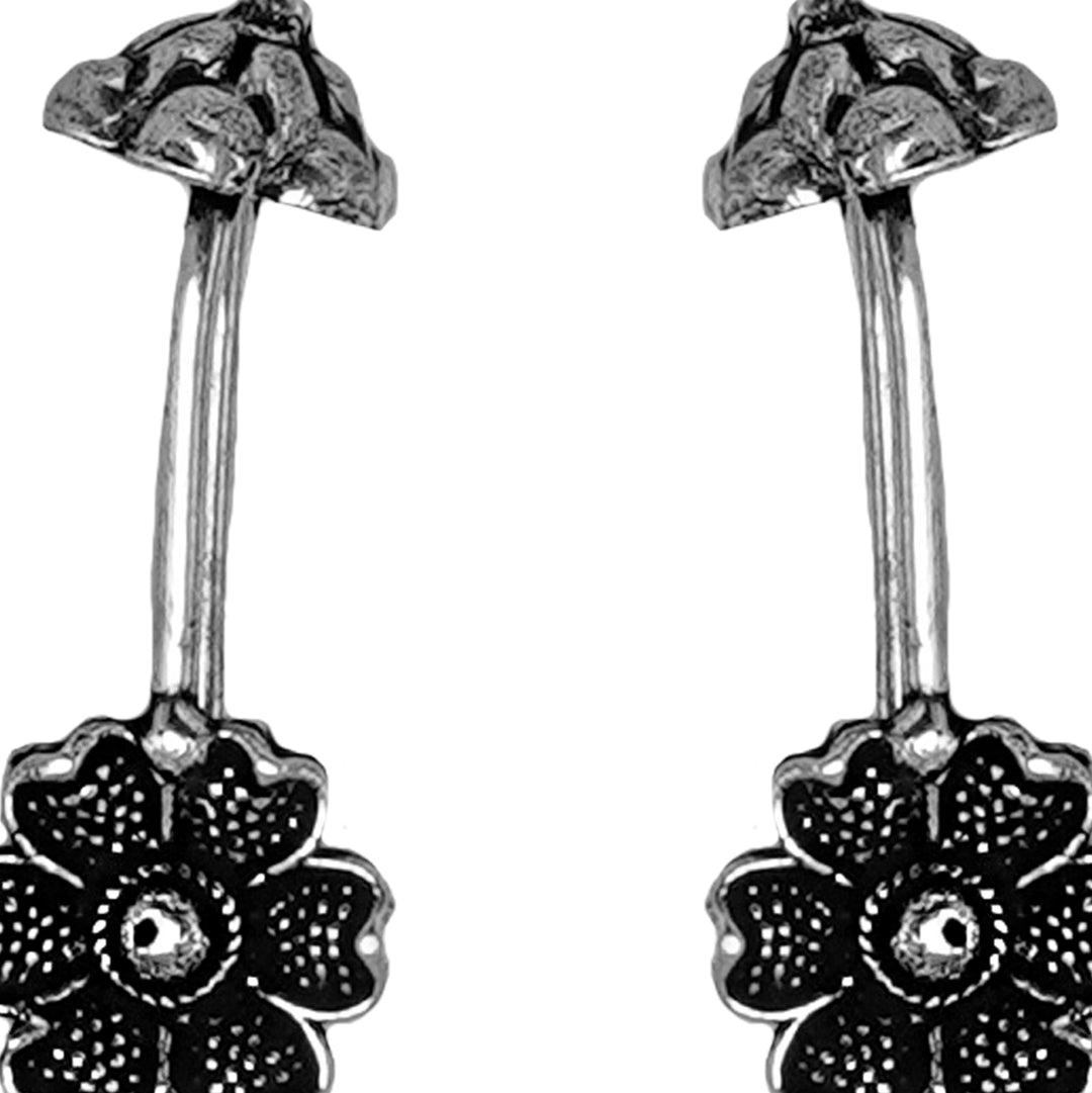 Teejh Januja Silver Oxidised Clip On Bugadi