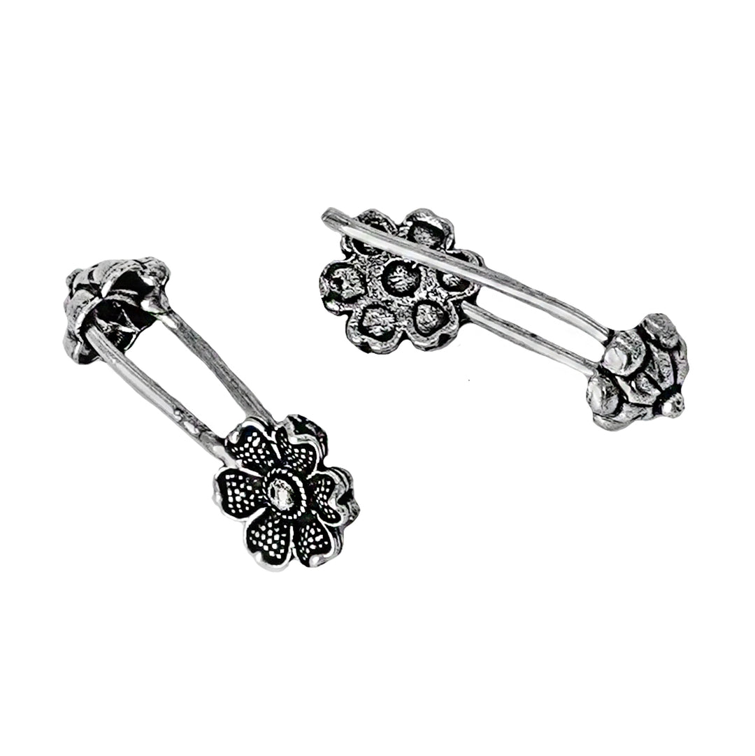 Teejh Januja Silver Oxidised Clip On Bugadi