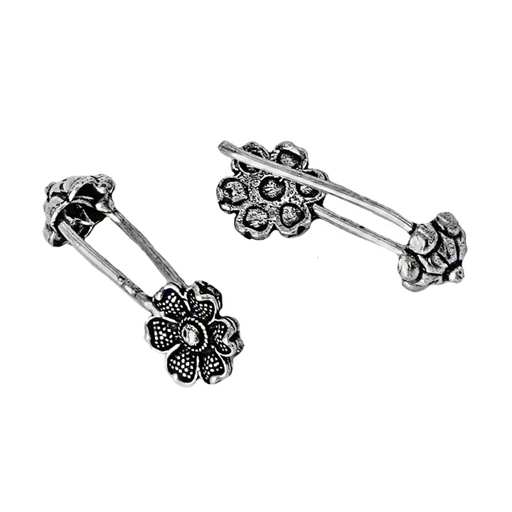 Teejh Januja Silver Oxidised Clip On Bugadi