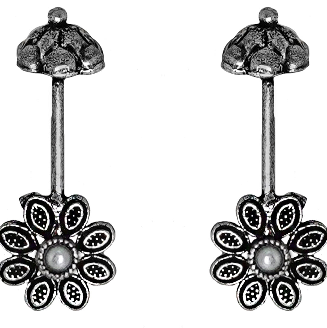 Teejh  Ladli White Stone Silver Oxidsed Clip On Bugadi