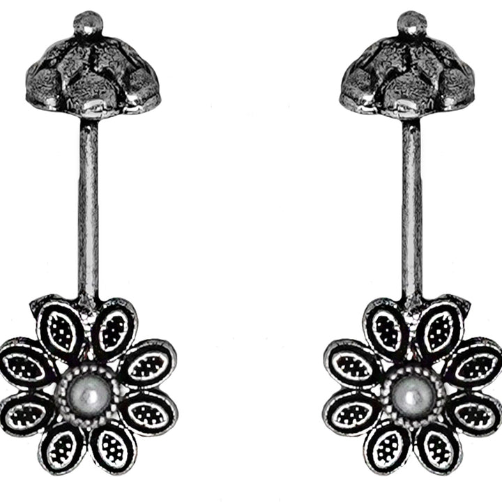 Teejh  Ladli White Stone Silver Oxidsed Clip On Bugadi