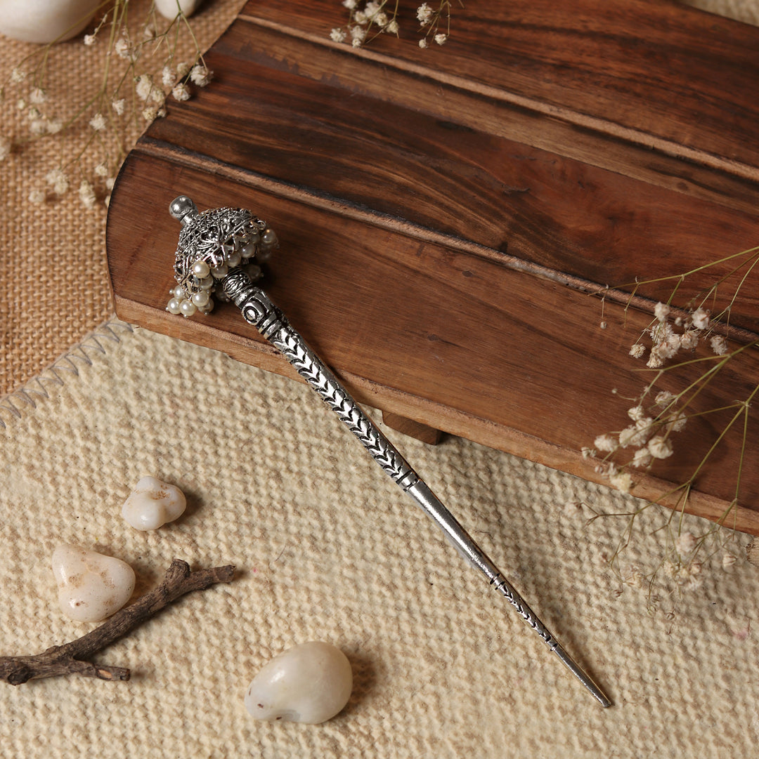 Teejh Adyaksha Silver Oxidised Hairpin