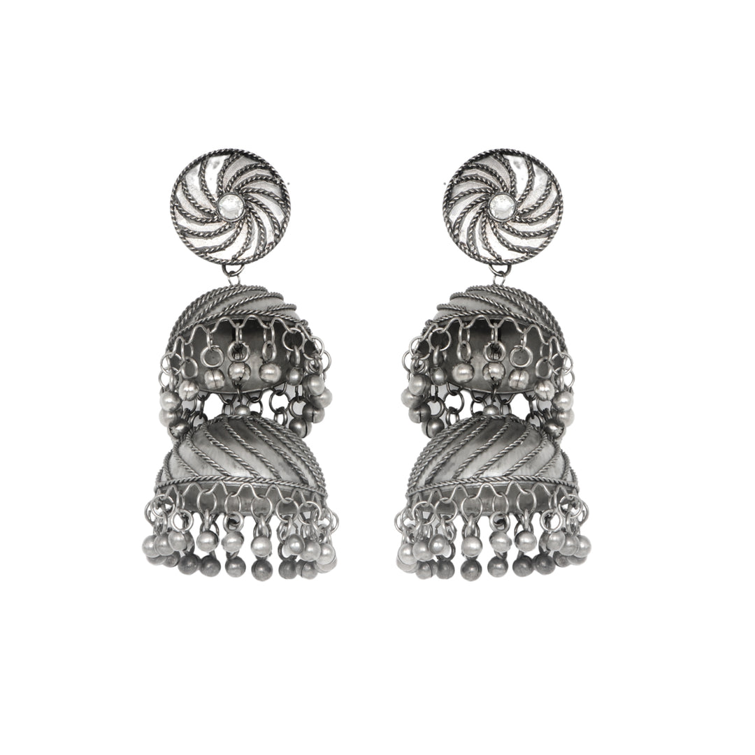 Teejh Oishi Silver Oxidised Jhumkis