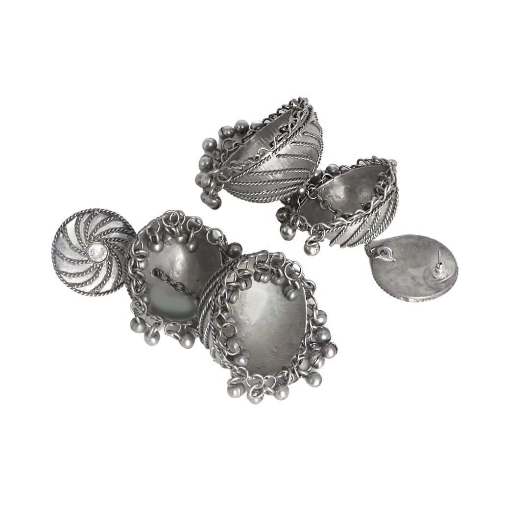 Teejh Oishi Silver Oxidised Jhumkis