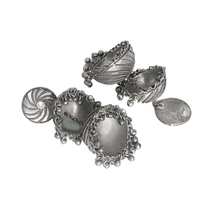 Teejh Oishi Silver Oxidised Jhumkis