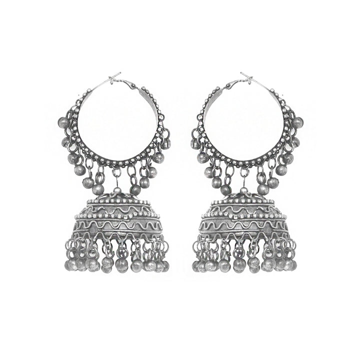 Teejh Rabya Silver Oxidised Jhumkis