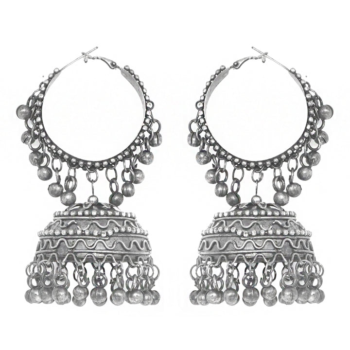 Teejh Rabya Silver Oxidised Jhumkis