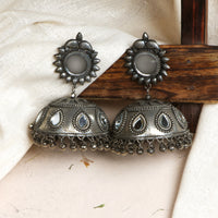 Teejh Saiyra Silver Oxidised Mirror Jhumkis