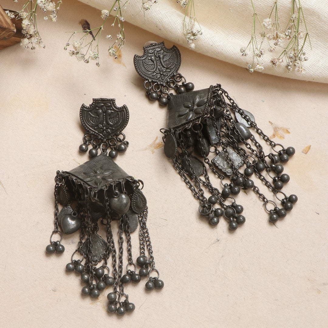 Teejh Sharvya Silver Oxidised Earrings