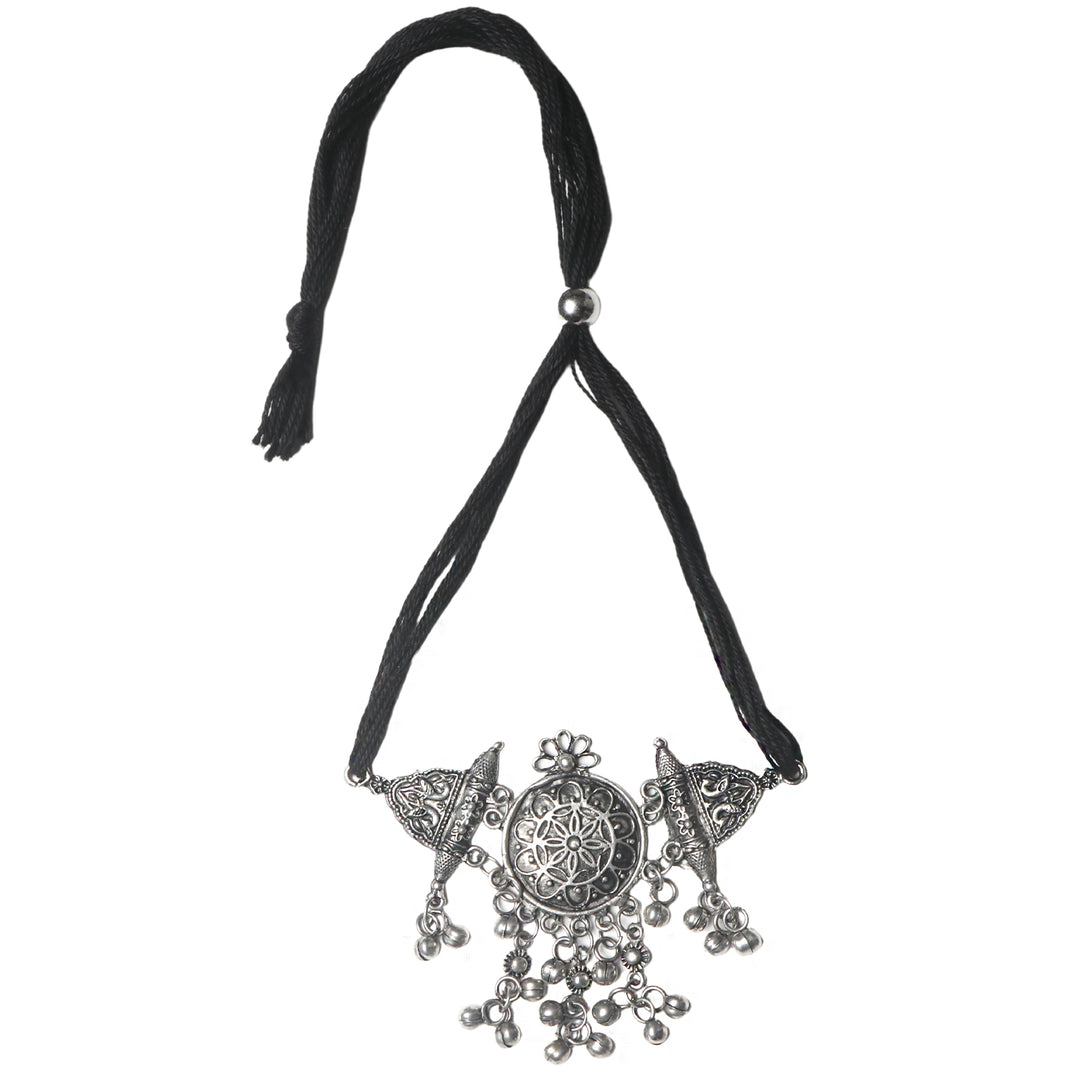 Teejh Amrita Silver Oxidised Choker Necklace