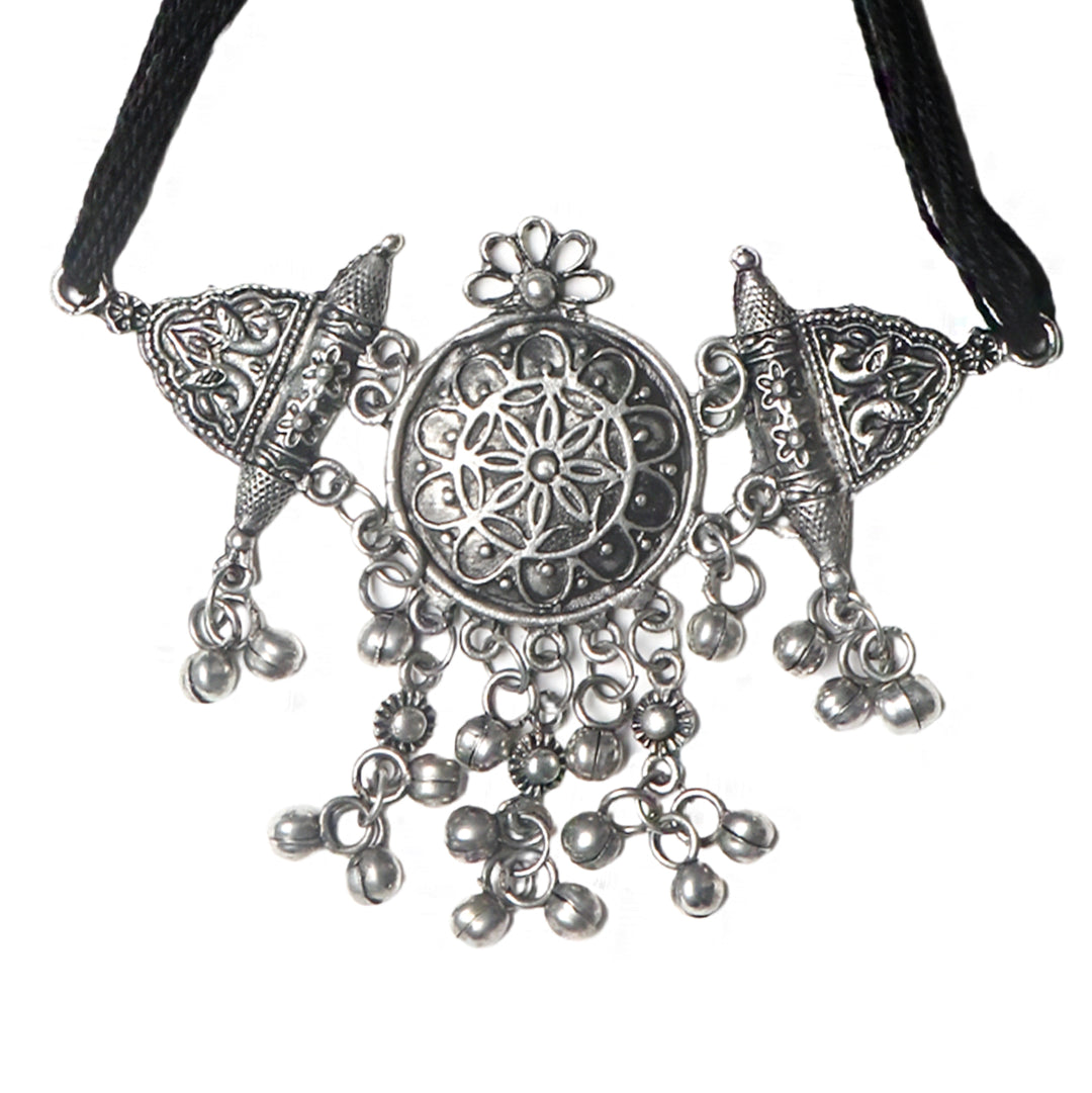 Teejh Amrita Silver Oxidised Choker Necklace