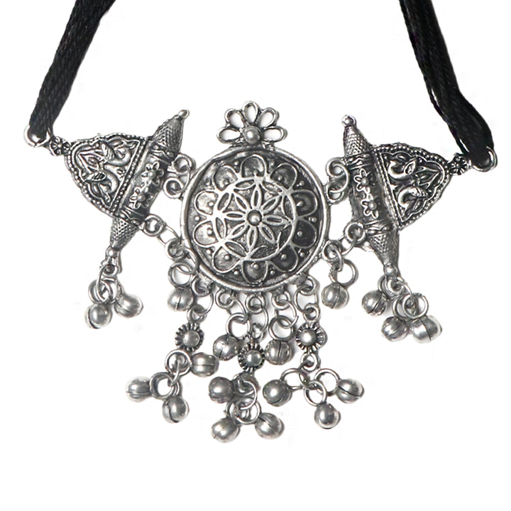 Teejh Amrita Silver Oxidised Choker Necklace