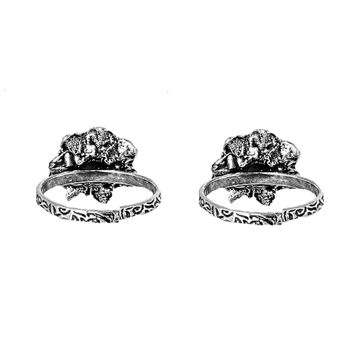 Teejh Kayra Black Stone Silver Oxidised Toe Rings
