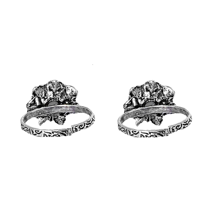 Teejh Kayra White Stone Silver Oxidised Toe Rings