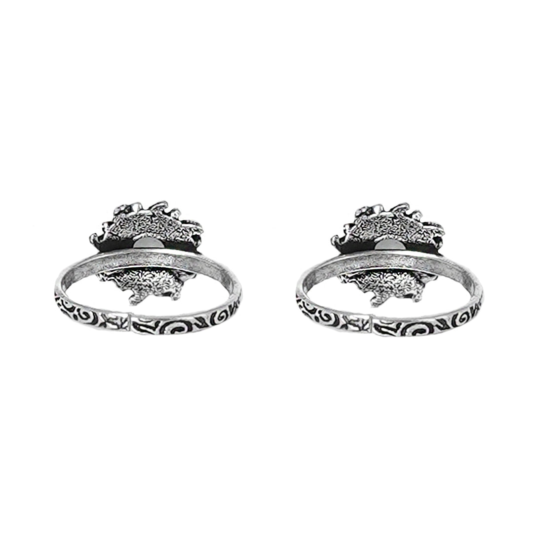 Teejh Miraya White Stone Silver Oxidised Toe Rings