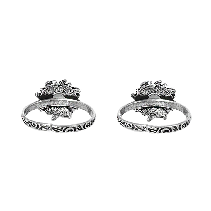 Teejh Miraya White Stone Silver Oxidised Toe Rings