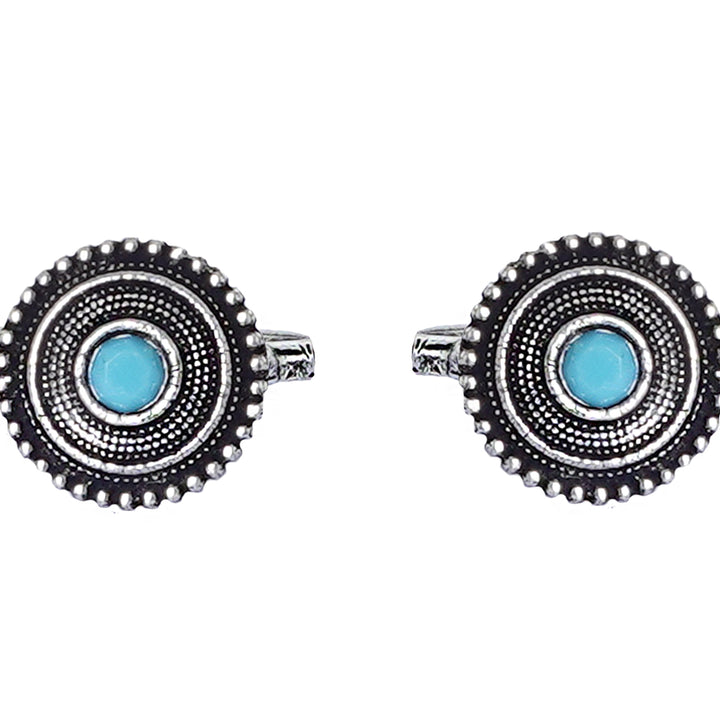 Teejh Shaanvi Light Blue Stone Silver Oxidised Toe Rings