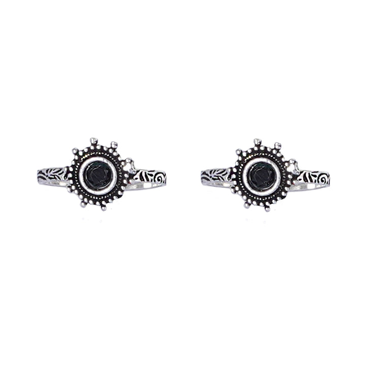 Teejh Vihana Black Stone Silver Oxidised Toe Rings