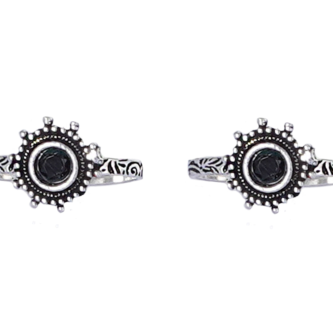 Teejh Vihana Black Stone Silver Oxidised Toe Rings