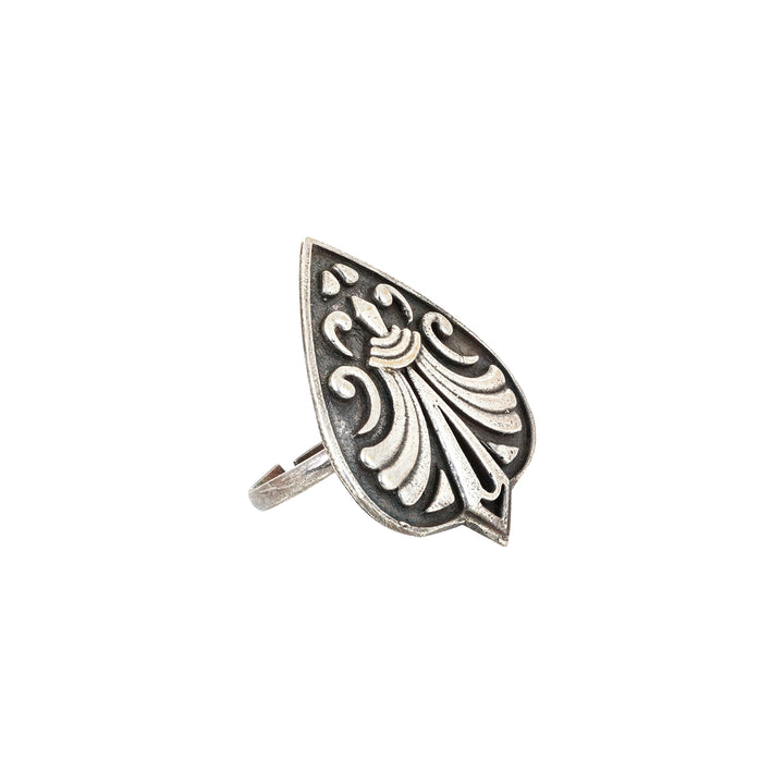 Teejh Aadarsha Floral Silver Oxidised Ring