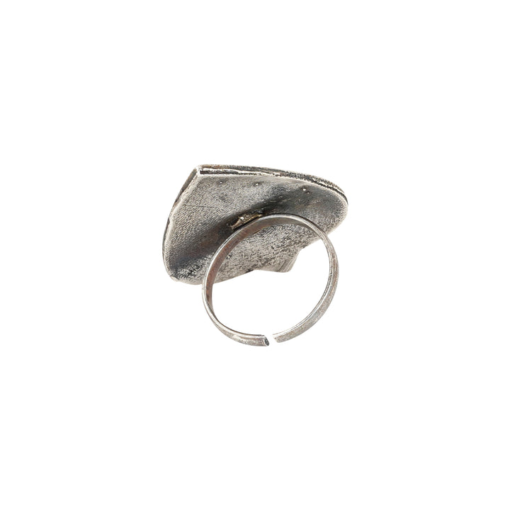 Teejh Aadarsha Floral Silver Oxidised Ring