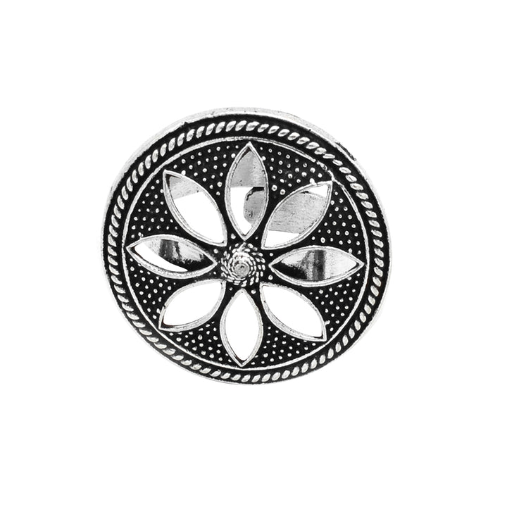 Adya Silver Floral Ring - Teejh