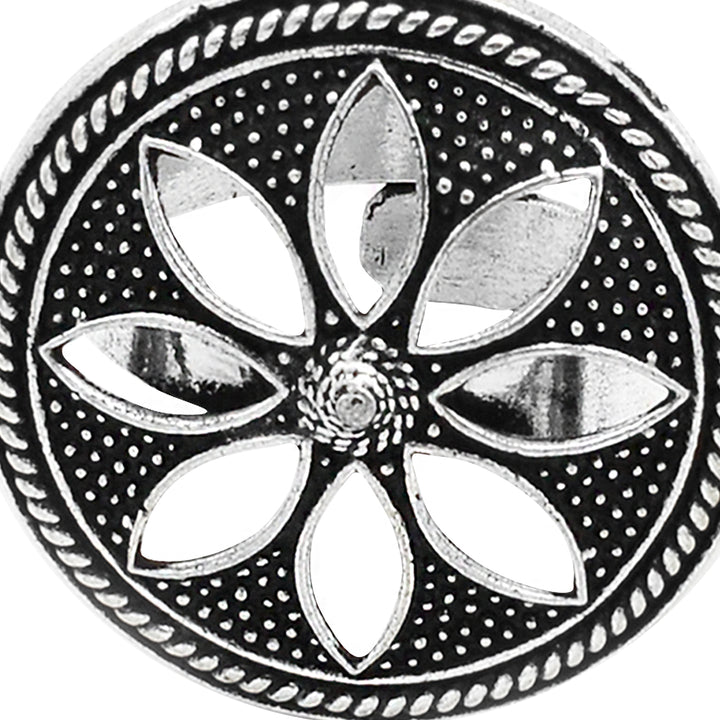 Adya Silver Floral Ring - Teejh