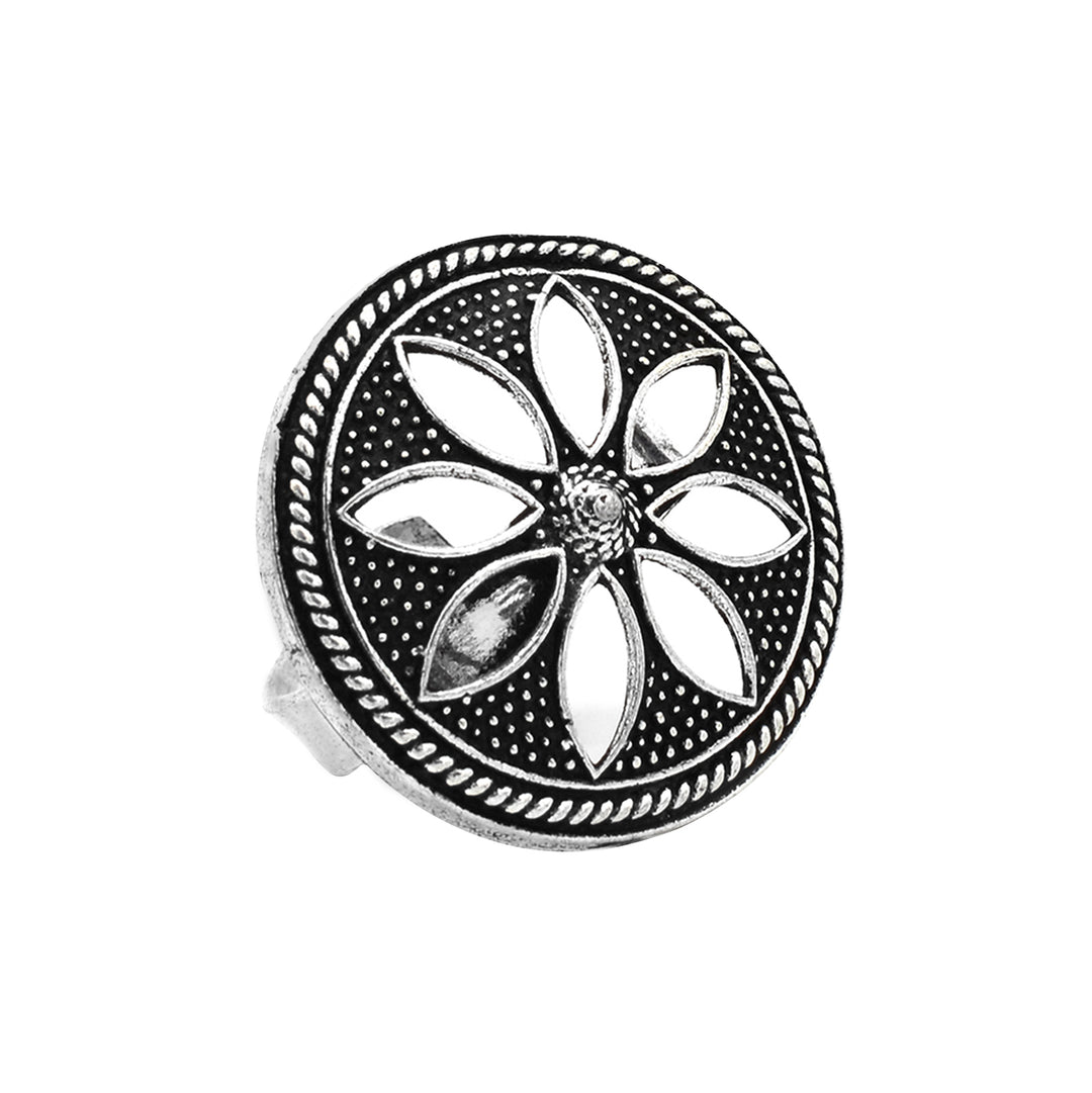 Adya Silver Floral Ring - Teejh