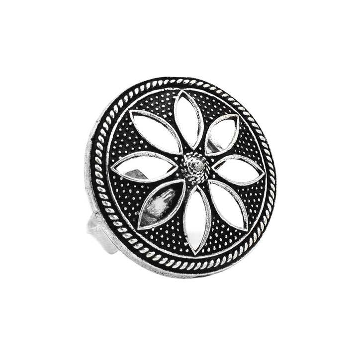 Adya Silver Floral Ring - Teejh