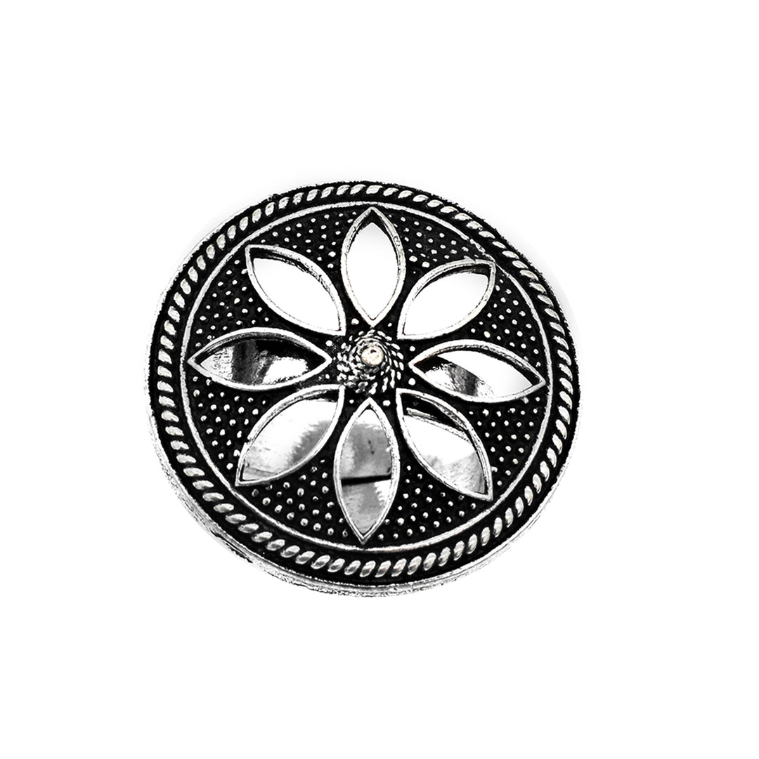 Adya Silver Floral Ring - Teejh